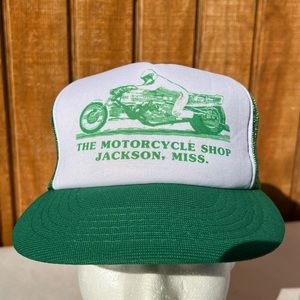 Vintage Jackson Mississippi The Motorcycle Shop Green SnapBack Truckers Hat